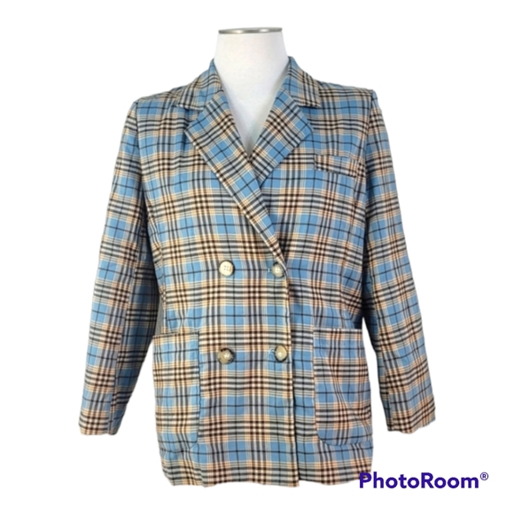 LIU YANG PLAID OVERSIZE BLAZER WOMEN'S SIZE MEDIUM - Picture 1 of 15
